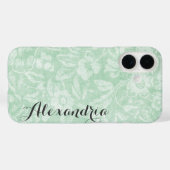 Grüner Vintage-Blumenprint Monogramm Case-Mate iPhone Hülle (Rückseite (Horizontal))