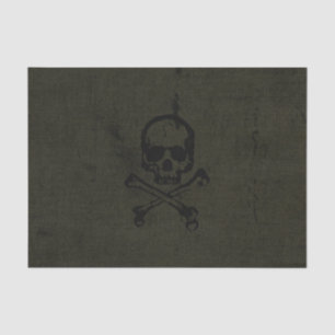 Grüner Vintage Grunge Totenkopf und Kreuzknochen H Seidenpapier