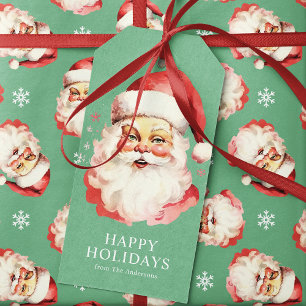 Grüner Vintage Retro Weihnachtsmann Weihnachten Geschenkanhänger