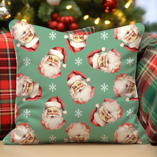 Grüner Vintage Retro Weihnachtsmann Weihnachten Kissen