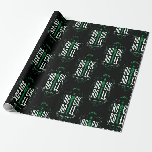 Grüner Vintage Rock And Roll Geschenkpapier (Ungerollt)