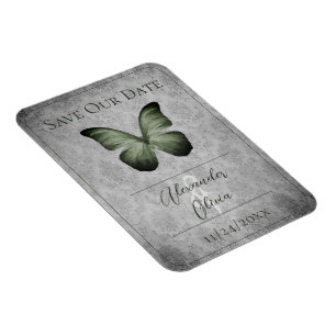 Grüner Vintage-Schmetterling-Damaskus zur Ankündig Magnet