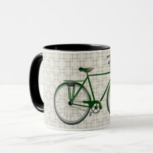 Grüner Vintage-Stil-Fahrrad und Retro-Kunst-Tasse Tasse
