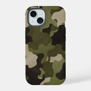 Grüner Vintage-Tarnlook mit realistischem Grunge-E iPhone 15 Hülle