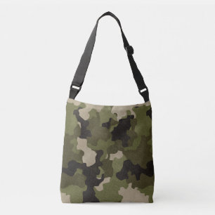 Grüner Vintage-Tarnlook mit realistischem Grunge-E Tragetaschen Mit Langen Trägern