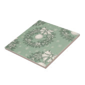 Grüner Vintage-Toile-Weihnachtskranz (1) Fliese (Seite)