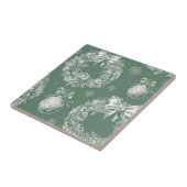 Grüner Vintage-Toile-Weihnachtskranz (2) Fliese (Seite)