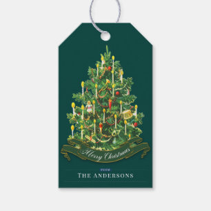 Grüner Vintage-Weihnachtsbaum Einfach Custom Geschenkanhänger