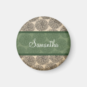 Grüner Vintage Zinnia Magnet