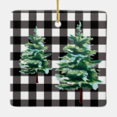 Grüner Vintager LKW und Baum Platz Keramikornament (Rückseite)