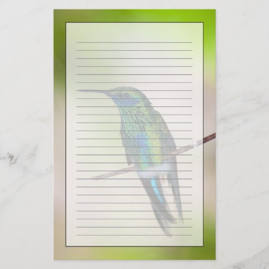 Grüner Violett-Ohr Kolibri Briefpapier (Vorderseite)