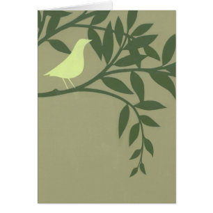 Grüner Vogel auf grünem Zweig