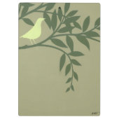 Grüner Vogel auf grünem Zweig Klemmbrett (Rückseite)