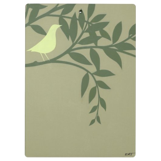 Grüner Vogel auf grünem Zweig Klemmbrett (Rückseite)