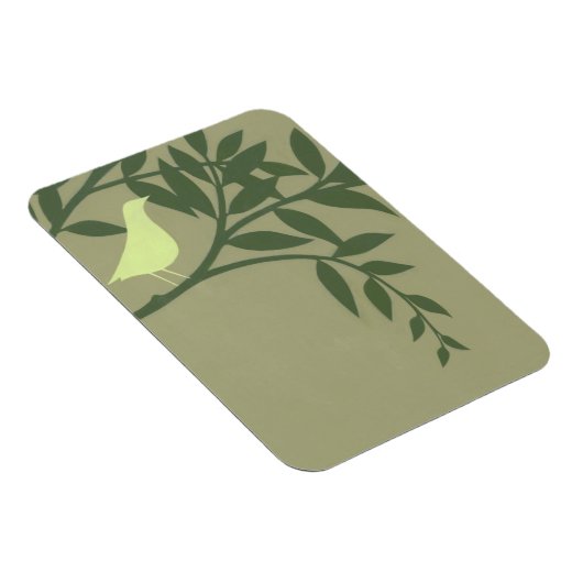 Grüner Vogel auf grünem Zweig Magnet (Rechte Seite)