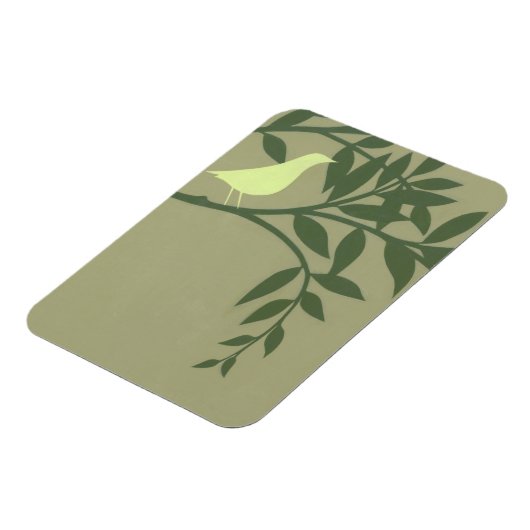 Grüner Vogel auf grünem Zweig Magnet (Linke Seite)
