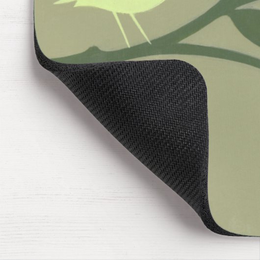 Grüner Vogel auf grünem Zweig Mousepad (Ecke)