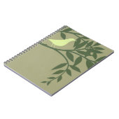 Grüner Vogel auf grünem Zweig Notizblock (Linke Seite)