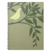 Grüner Vogel auf grünem Zweig Notizblock (Vorderseite)