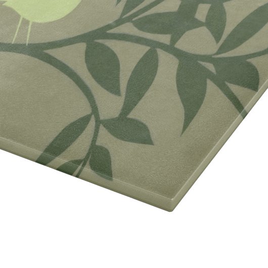 Grüner Vogel auf grünem Zweig Schneidebrett (Ecke)