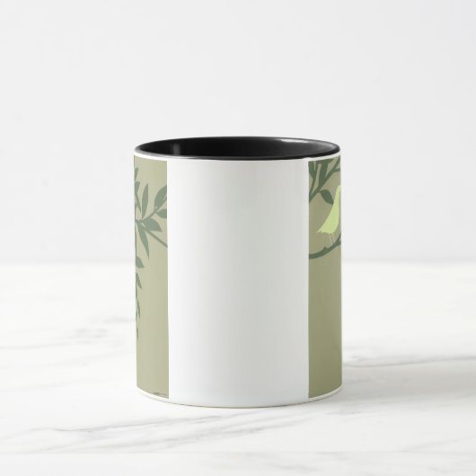 Grüner Vogel auf grünem Zweig Tasse (Zentrum)