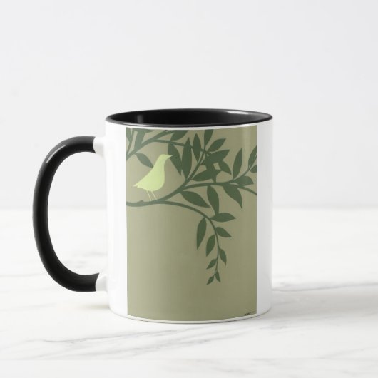 Grüner Vogel auf grünem Zweig Tasse (Links)