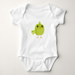 Grüner Vogel Cartoon Baby Strampler