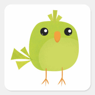 Grüner Vogel Cartoon Quadratischer Aufkleber
