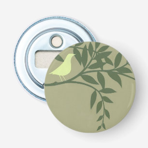 Grüner Vogel gehockt auf grüner Niederlassung Flaschenöffner