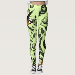 grüner Vogel lange Leggings