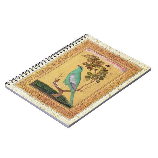Grüner Vogel, Mughal (Gouache auf Papier) Notizblock (Linke Seite)