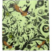 Grüner Vogelduschvorhang Duschvorhang (Vorderseite)