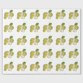 Grüner Vogelpapagei mit Birne, Packpapier. Geschenkpapier (Flach)