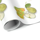 Grüner Vogelpapagei mit Birne, Packpapier. Geschenkpapier (Rolleneckpunkt)