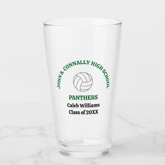 Grüner Volleyballspieler Personalisiertes Team Glas (Vorderseite)
