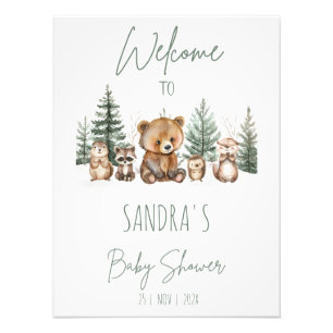 Grüner Wald-Abenteuer-Baby-Shower-Willkommensschil Fotodruck