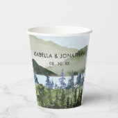 Grüner Wald im Wasser Hochzeit im Freien Pappbecher (Rückseite)