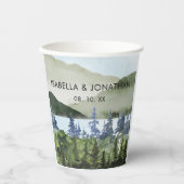 Grüner Wald im Wasser Hochzeit im Freien Pappbecher (Vorderseite)