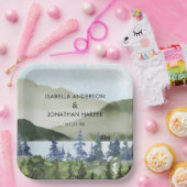 Grüner Wald im Wasser Hochzeit im Freien Pappteller (Party)