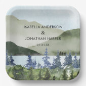 Grüner Wald im Wasser Hochzeit im Freien Pappteller (Vorderseite)