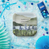 Grüner Wald im Wasser Hochzeit im Freien Pappteller (Party)