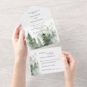 Grüner Wald in einer Hochzeitsreise All In One Einladung (Abreißen)