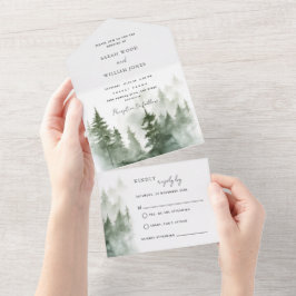 Grüner Wald in einer Hochzeitsreise All In One Einladung