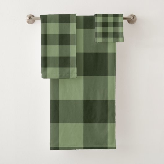 Grüner Wald Karierte Quadrate Karo Badhandtuch Set (Insitu)