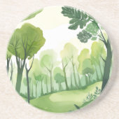 Grüner Wald | Luftige Aquarell-Landschaft Getränkeuntersetzer (Vorne)