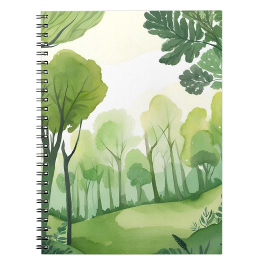 Grüner Wald | Luftige Aquarell-Landschaft Notizblock (Vorderseite)