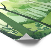 Grüner Wald | Luftige Aquarell-Landschaft Poster (Ecke)