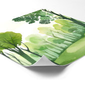 Grüner Wald | Luftige Aquarell-Landschaft Poster (Ecke)