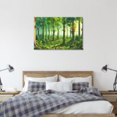Grüner Wald mit Niedlichen Vögeln und Tieren Leinwanddruck (Insitu (Schlafzimmer))