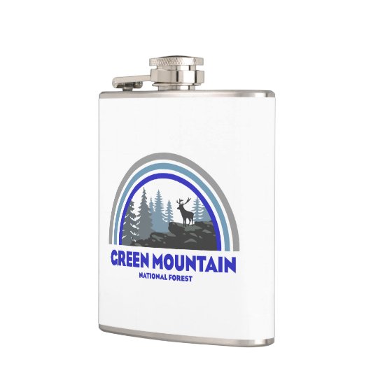 Grüner Wald Regenbogen Hirsch Flachmann (Links)